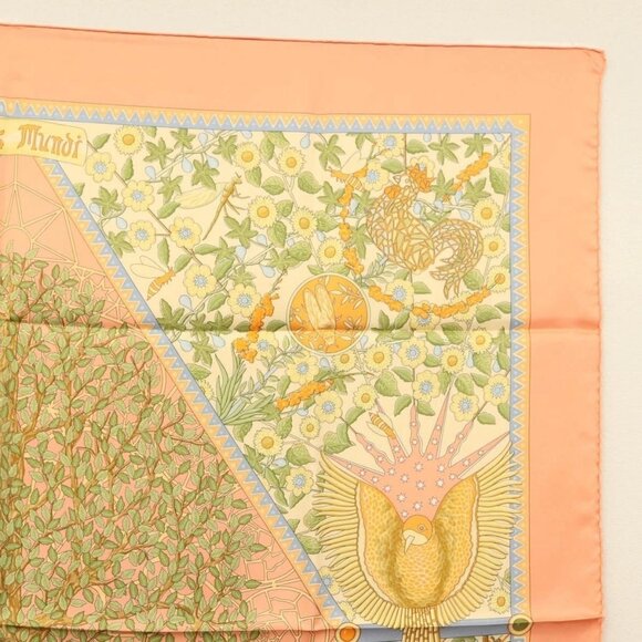 HERMES Carre 90 Scarf ""AXIS MUNDI"" Silk Orange Auth - Picture 5 of 16